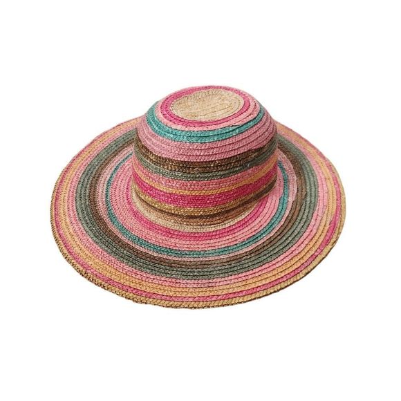Cappelli Straworld Accessories - Cappelli Striped Colorful Raffia Straw Sun Hat